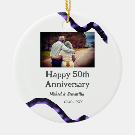 50周年に対する歓呼の追加の名前の写真日付 セラミックオーナメント (正面)