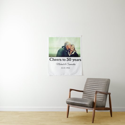 50周年に対する歓呼の追加の名前の写真日付 タペストリー (インサイチュ)