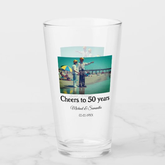50周年に対する歓呼の追加の名前の写真日付 タンブラーグラス (正面)
