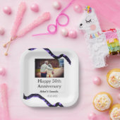 50周年に対する歓呼の追加の名前の写真日付 ペーパープレート (パーティー)