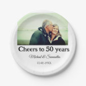 50周年に対する歓呼の追加の名前の写真日付 ペーパープレート (正面)