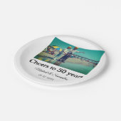 50周年に対する歓呼の追加の名前の写真日付 ペーパープレート (アングル)