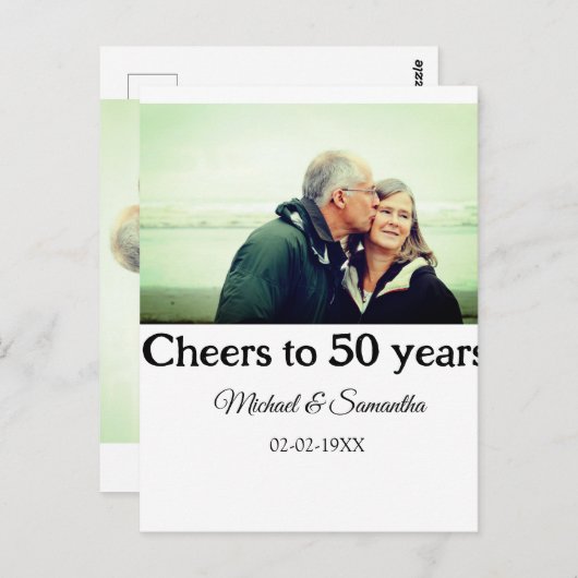 50周年に対する歓呼の追加の名前の写真日付 ポストカード (正面/裏面)