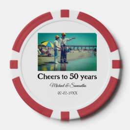 50周年に対する歓呼の追加の名前の写真日付 ポーカーチップ