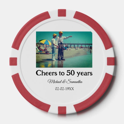 50周年に対する歓呼の追加の名前の写真日付 ポーカーチップ (正面)