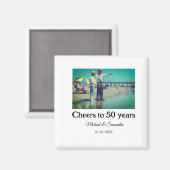 50周年に対する歓呼の追加の名前の写真日付 マグネット (正面/裏面)