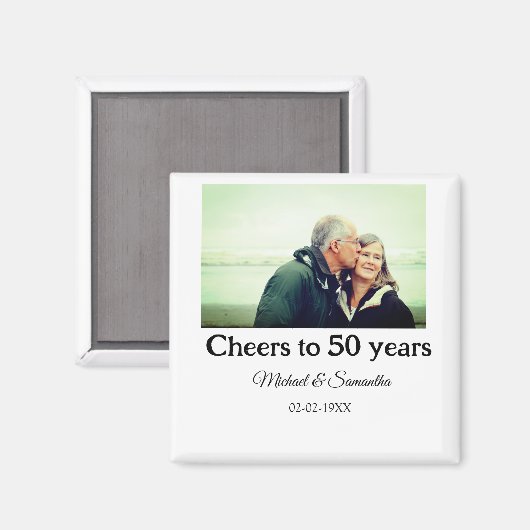 50周年に対する歓呼の追加の名前の写真日付 マグネット (正面/裏面)