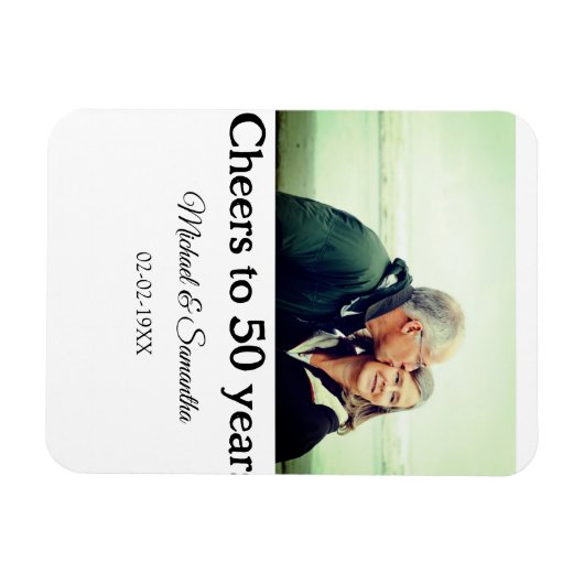 50周年に対する歓呼の追加の名前の写真日付 マグネット (横)