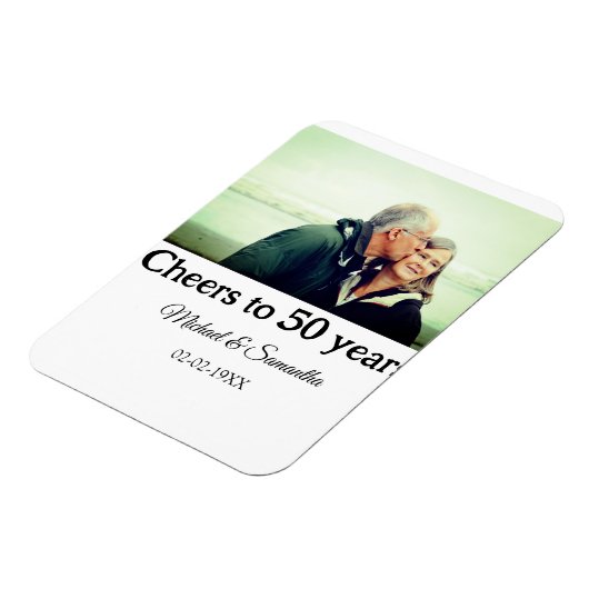50周年に対する歓呼の追加の名前の写真日付 マグネット (左側)