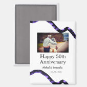 50周年に対する歓呼の追加の名前の写真日付 マグネット (正面/裏面)