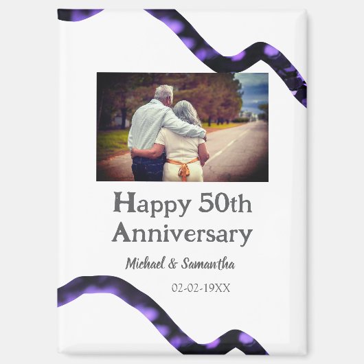 50周年に対する歓呼の追加の名前の写真日付 マグネット (正面)