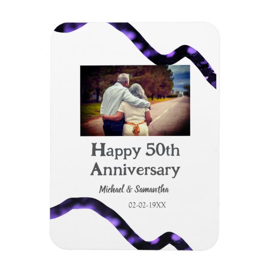 50周年に対する歓呼の追加の名前の写真日付 マグネット (縦)