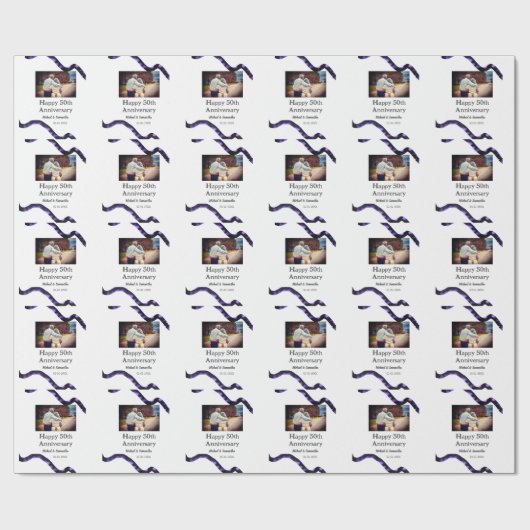 50周年に対する歓呼の追加の名前の写真日付 ラッピングペーパー (フラット)