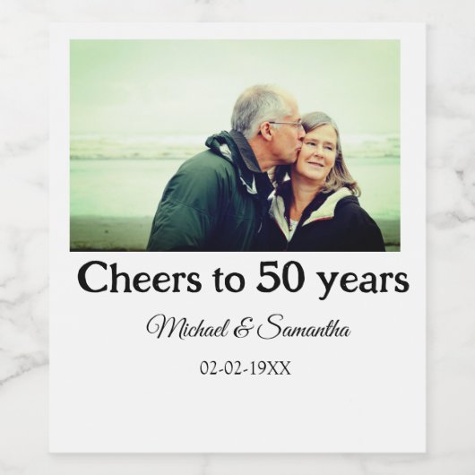 50周年に対する歓呼の追加の名前の写真日付 ワインラベル (シングルラベル)