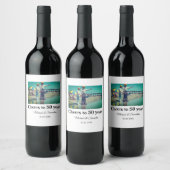 50周年に対する歓呼の追加の名前の写真日付 ワインラベル (ボトル)