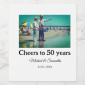 50周年に対する歓呼の追加の名前の写真日付 ワインラベル (シングルラベル)