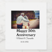 50周年に対する歓呼の追加の名前の写真日付 ワインラベル (シングルラベル)