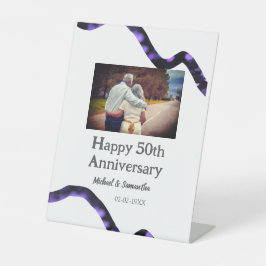 50周年に対する歓呼の追加の名前の写真日付 台座サイン