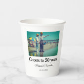 50周年に対する歓呼の追加の名前の写真日付 紙コップ (裏面)
