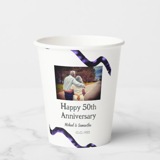 50周年に対する歓呼の追加の名前の写真日付 紙コップ (正面)