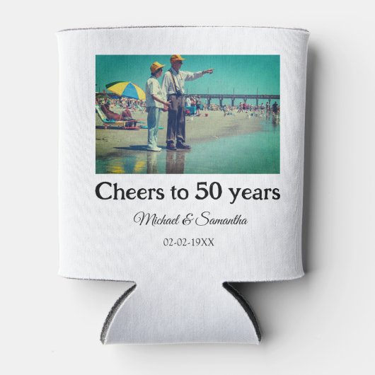 50周年に対する歓呼の追加の名前の写真日付 缶クーラー (正面)