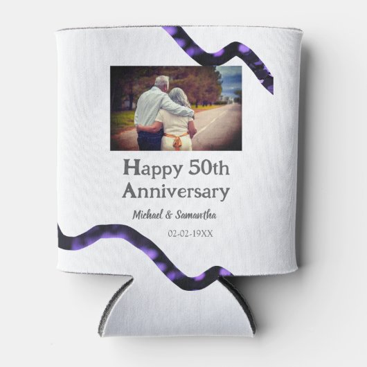 50周年に対する歓呼の追加の名前の写真日付 缶クーラー (正面)