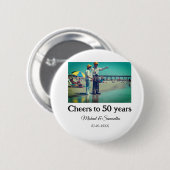 50周年に対する歓呼の追加の名前の写真日付 缶バッジ (正面&裏面)