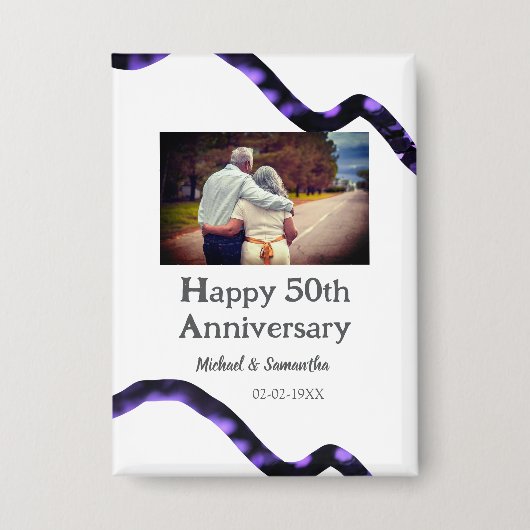 50周年に対する歓呼の追加の名前の写真日付 缶バッジ (正面)