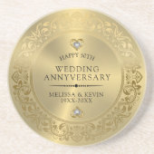 50周年のシャイニ結婚ーフローラ金ゴールドフレーム コースター (正面)