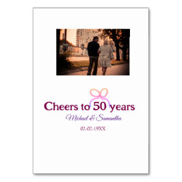 50周年のピンクの弓応援結婚。 テーブルナンバー