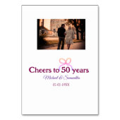 50周年のピンクの弓応援結婚。 テーブルナンバー (裏面)