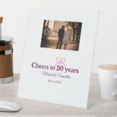 50周年のピンクの弓応援結婚。 台座サイン (インサイチュ)