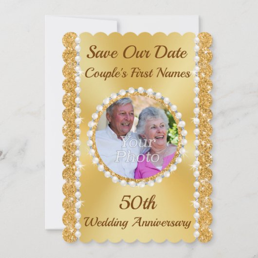 50周年の日付を保存する、写真パーソナライズされた (正面)