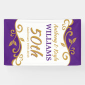 50周年の紫結婚の金ゴールドが栄える 横断幕 (横)