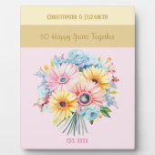 50周年を祝うゴールドプレート 花の名前 ピンク フォトプラーク (正面)