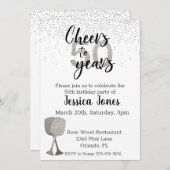 50周年を祝うシルバーグリッター ワイン 招待状 (正面/裏面)