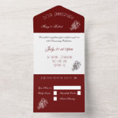 50周年を祝う華やかなデザイン - バーガンディとホワイト オールインワン招待状 (内側)