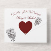 50周年を祝う華やかなデザイン - バーガンディとホワイト オールインワン招待状 (裏面)