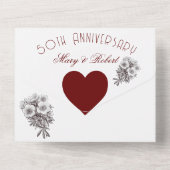 50周年を記念して栄えた – ブルゴーニュとホワイト オールインワン招待状 (裏面)