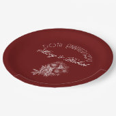 50周年を記念して栄えた – ブルゴーニュと白 ペーパープレート (アングル)