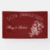 50周年を記念して栄えた – ブルゴーニュと白 横断幕 (横)