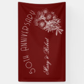 50周年を記念して栄えた – ブルゴーニュと白 横断幕 (縦)