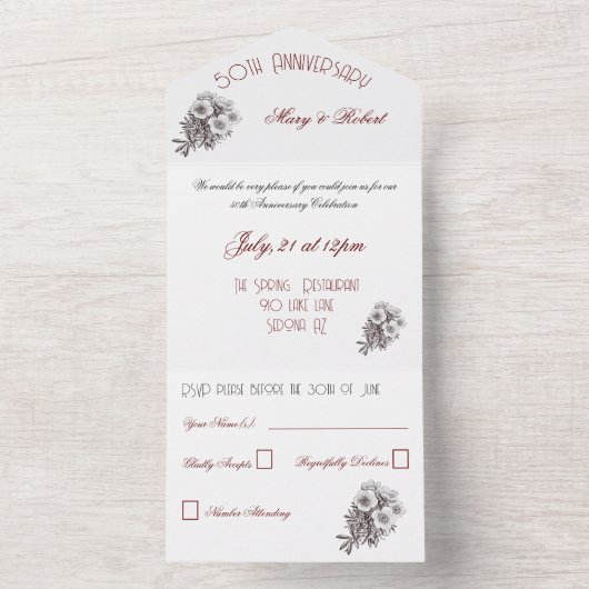 50周年を迎えた –  オールインワン招待状 (内側)