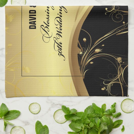 50周年を迎える宗教結婚をパーソナライズ キッチンタオル (折り畳み)