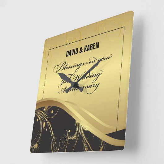 50周年を迎える宗教結婚をパーソナライズ スクエア壁時計 (傾斜)