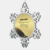 50周年を迎える宗教結婚をパーソナライズ スノーフレークピューターオーナメント (右)