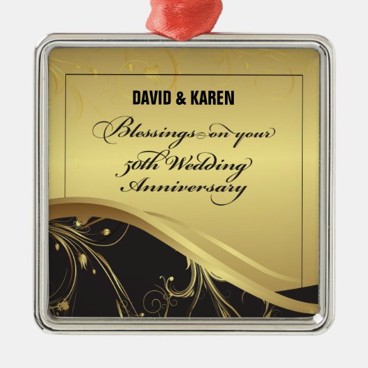 50周年を迎える宗教結婚をパーソナライズ メタルオーナメント (正面)