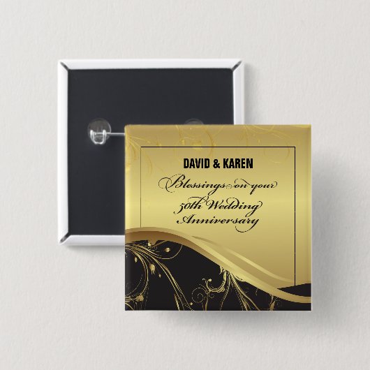 50周年を迎える宗教結婚をパーソナライズ 缶バッジ (正面&裏面)