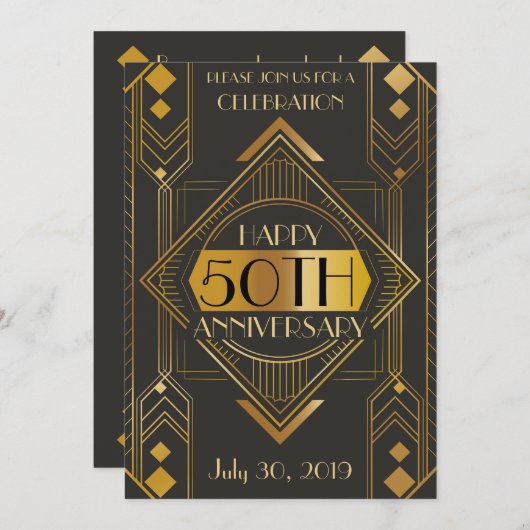 50周年アールデコエレガント招待状 招待状 (正面/裏面)