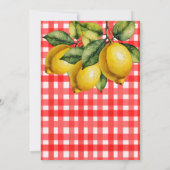 50周年イタリアン レモン ボタニカル レッド ホワイト パターン 招待状 (裏面)